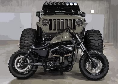 harley davidson and jeep