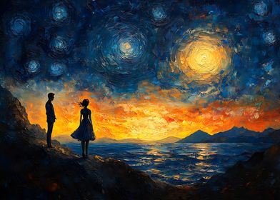 Couple in Starry Night