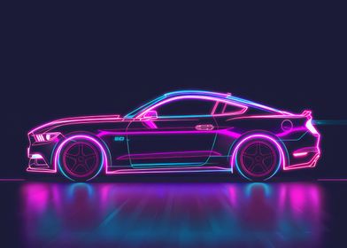 Neon Line Car 