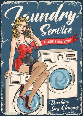 Laundry Service PinUp Girl