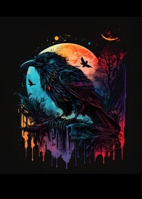 Colorful Raven Moon