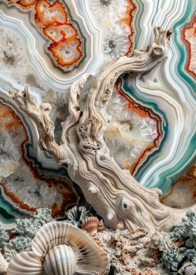 Agate Stone Driftwood Art