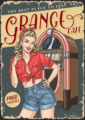 Garage Cafe Pin Up Girl