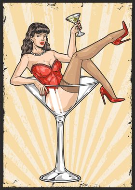 Pin Up Sexy Girl Cocktail