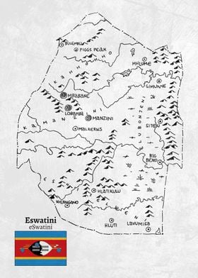 Handdrawn Map of Eswatini