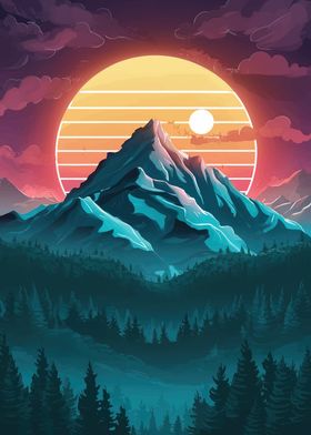 Sunset Over Mountain Peaks