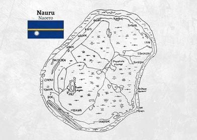 Handdrawn Map of Nauru