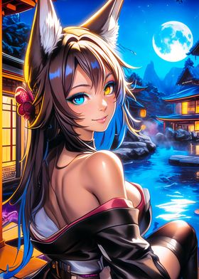 Kitsune Anime Girl in Spa