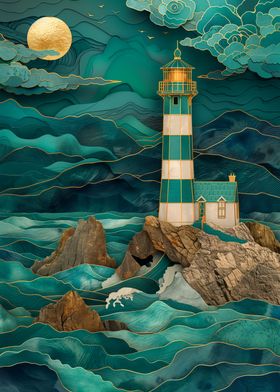 Serene Lighthouse Seascape