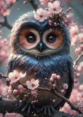 Cherry Blossom Owl