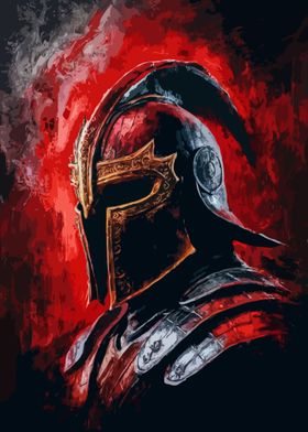 Spartan Helmet Red Blood