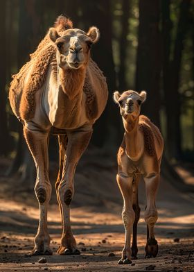 Mother And Baby Camel