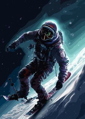 Skiing Astronaut Planets