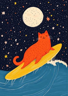 cat surfing