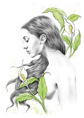 Peace Lily Woman Portrait