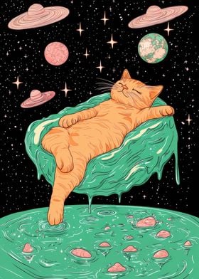 cat sleeping in space