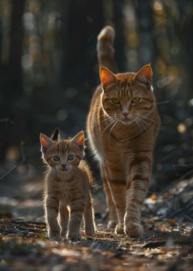 Mother And Baby Cat