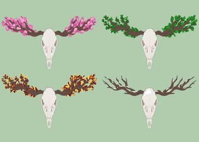 Four Seasons Deer Skulls