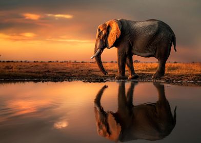 elephant water reflection