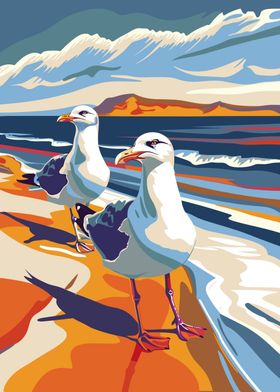 Seagulls on a Beach