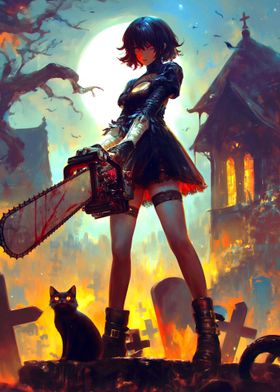 Goth Girl Chainsaw