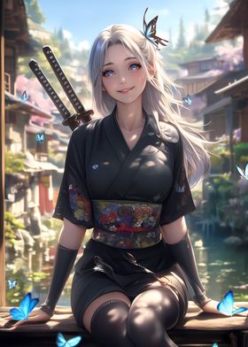 Samurai Girl in Kimono