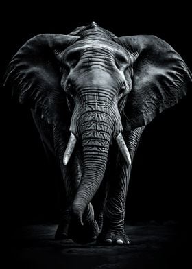 elephant black white