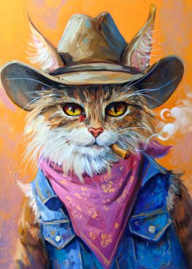 Cowboy Cat Smokes