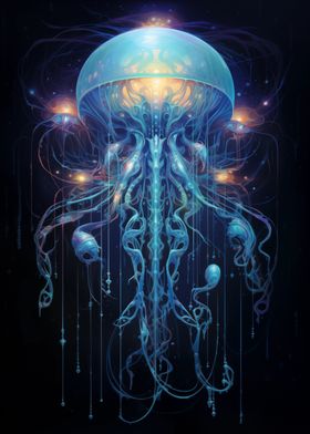 Neon Blue Jellyfish