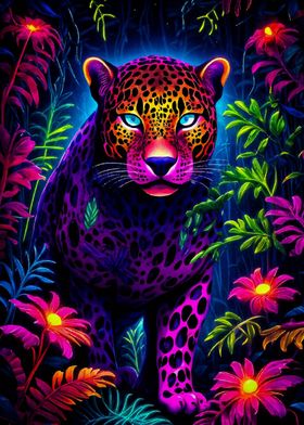 panther animal neon