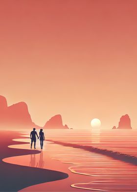 Sunset beach couple