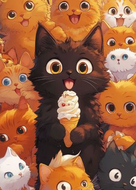 cat with icecream