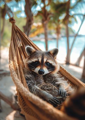 Raccoons rest