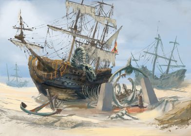 Ship in a desert