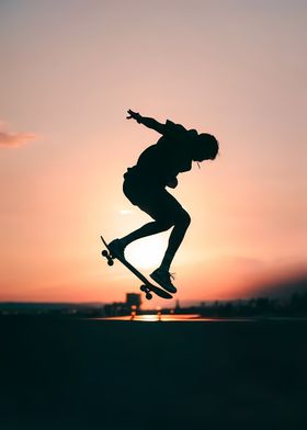 skateboarding sunset 