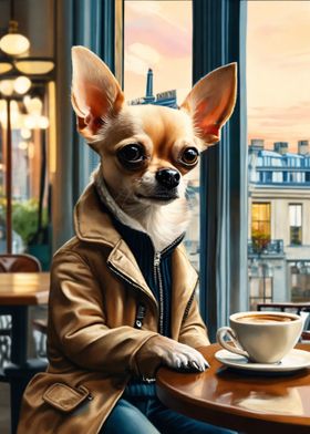 Chihuahua in French Caffe