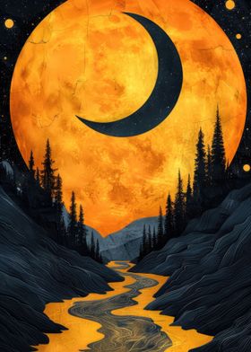 Surreal Crescent Moon