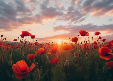 Field of Poppy Sunset