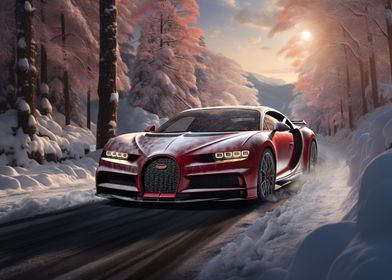 Bugatti Chiron in winter