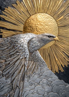 Metal Golden Sunrise Eagle