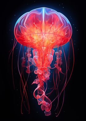 Neon Red Jellyfish