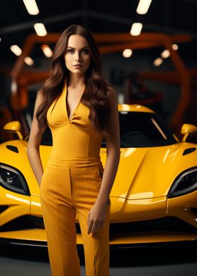 Yellow Koenigsegg and girl