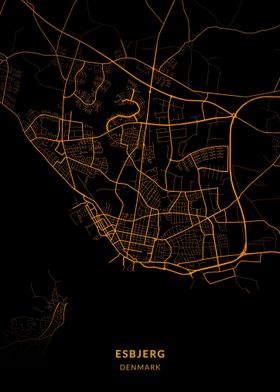 Esbjerg City Map Gold