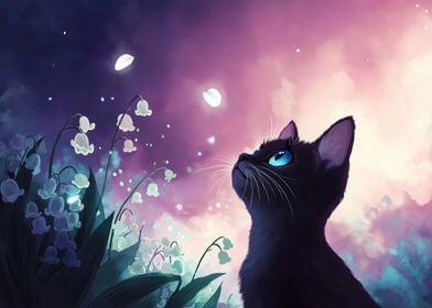 Cat Looking At Flowers 1