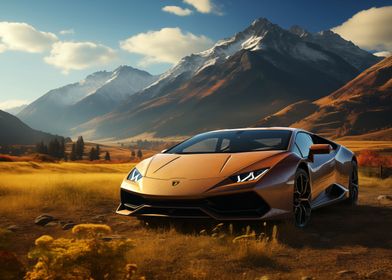 Lamborghini and mountains