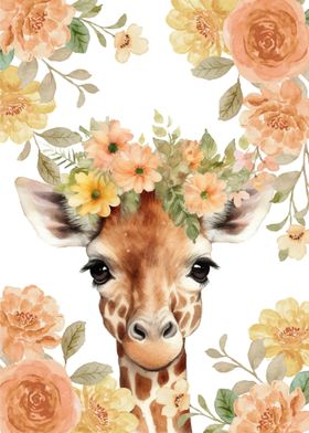 Giraffe with flowers