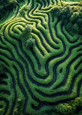 Lush Green Maze Patterns