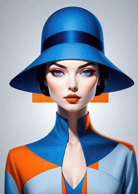 Vibrant Blue Bauhaus Lady