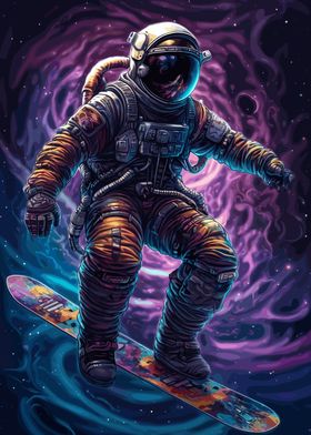 Snowboard Astronaut Planet