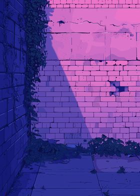 Wall Brick Lofi Pink Retro